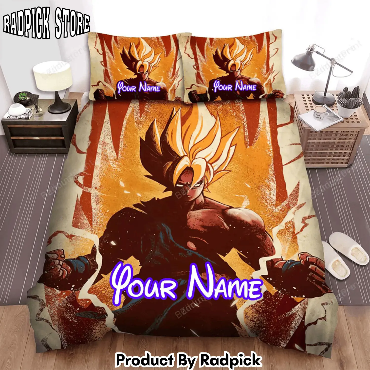 Radpick anime icons the super saiyan bed sheets duvet cover personalized name bedding sets rp3278753